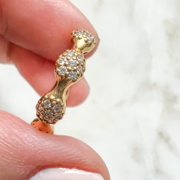 Rare 18K Yellow Gold Diamond Love Pod Eternity Pandora Ring - Picture 10 of 11